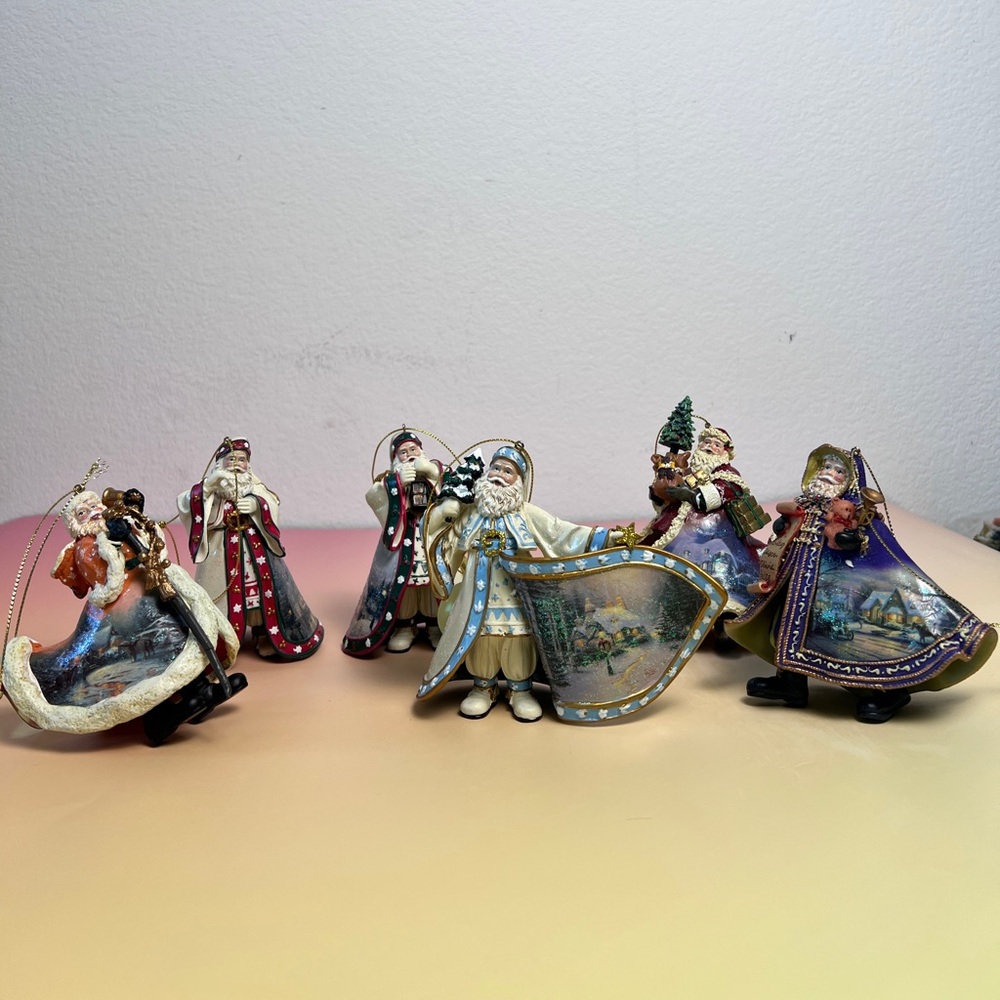 Thomas Kinkade Santa Ornaments Set of 6 Ashton-Drake Galleries Christmas Tree Co